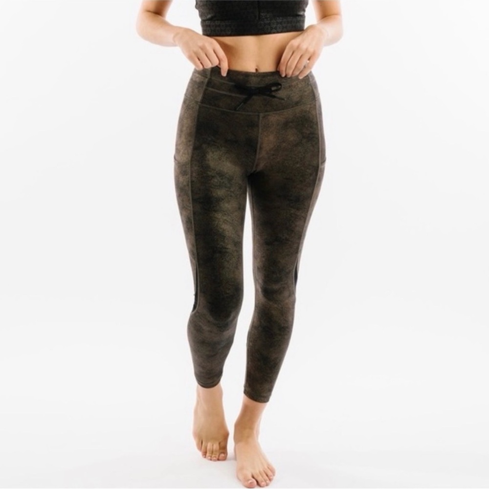 Zyia High-Waist Tie Front Leggings in Copper